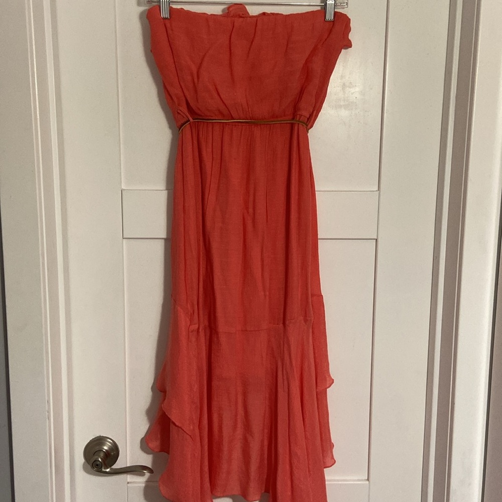 New Poetry Coral Strapless Dress w/Belt SZ MED - Picture 6 of 9